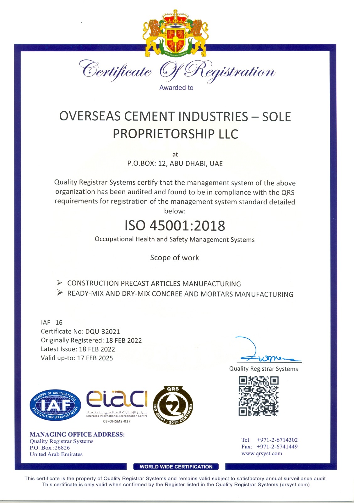 iso-45001 Certificate